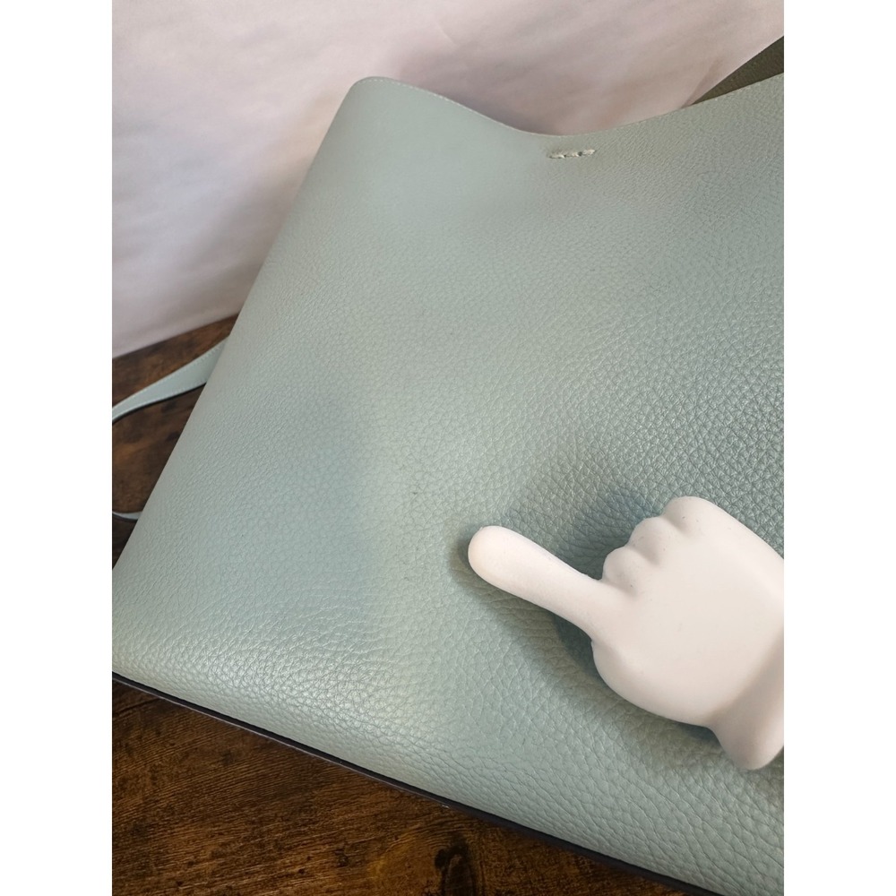 *Flawed Coach Town Bucket Bag 91122 Seafoam Blue Pebble Leather Crossbody Purse - Picture 10 of 16